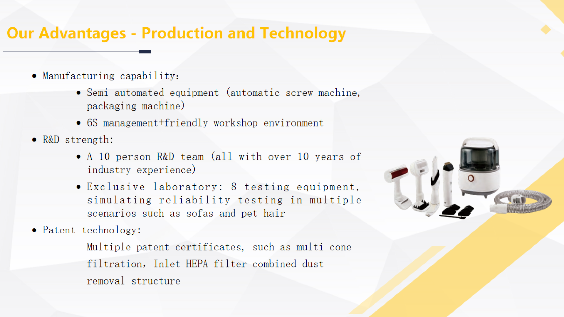 Onze voordelen - productie en technologie
