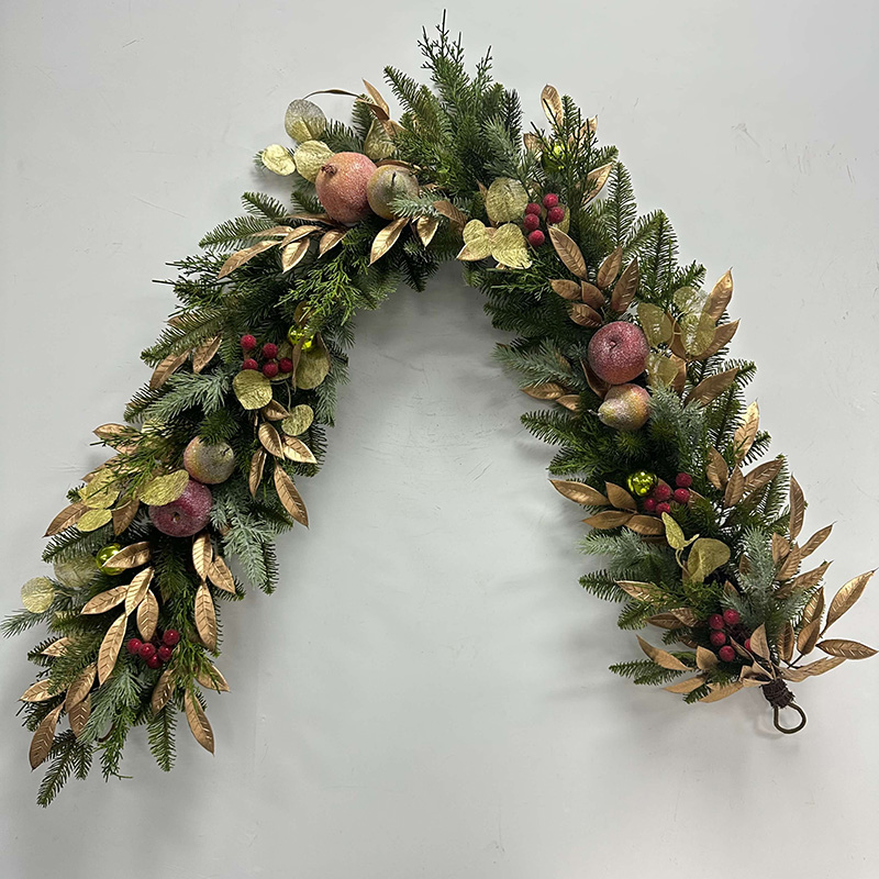 Senmasine guirlanda de frutas artificiais de Natal de 72 '' para decoração suspensa de lareira de escadas