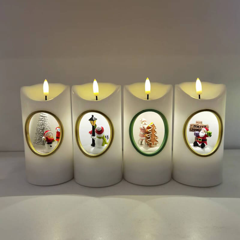 Senmasine – bougies Led de noël, scène rotative musicale, sans flamme, 7.5x15cm