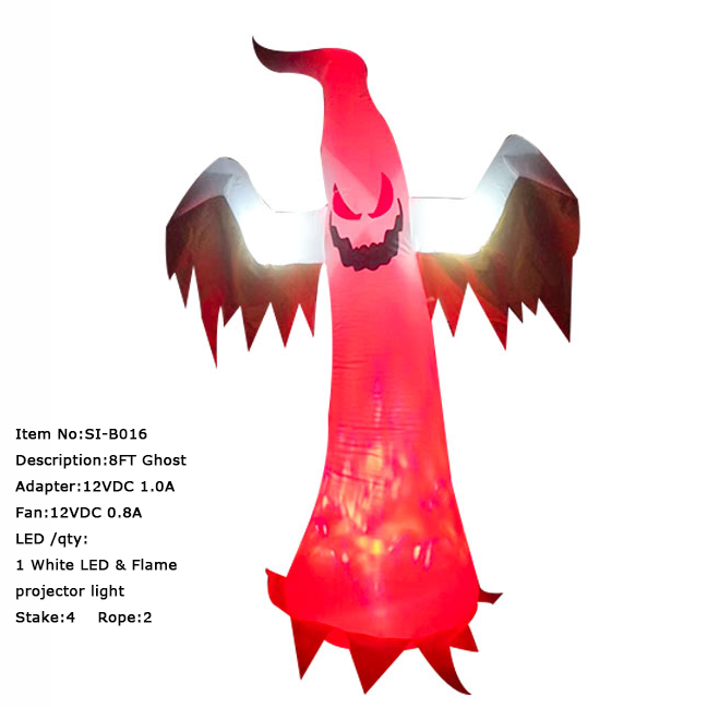 Senmasine opblaasbaar Halloween-spook met ingebouwde led-vlamprojectorlamp buitenfeest Spooky decoratief