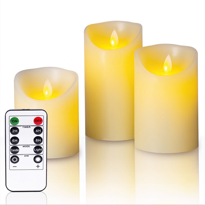 Senmasine LED white Flameless Candles with Remote Control Real Wax Pillar LED Flickering Candles