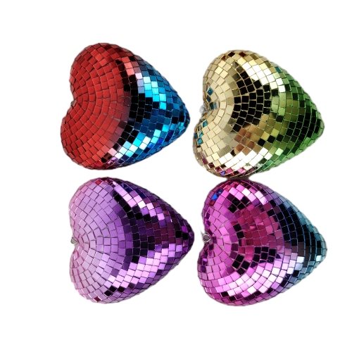 Senmasine heart disco ball for Hanging Multiple colors 11cm 13.5cm party festival decoration