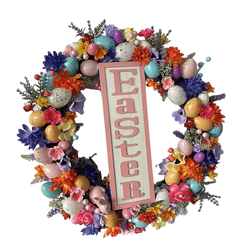 Uovo di Senmasine Corona di Pasqua per la porta d'ingresso appesa decorazione primaverile uova di plastica colorate miste