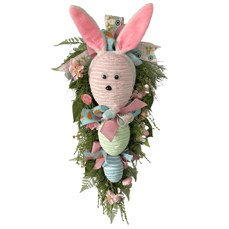 Ozdoba wielkanocna Senmasine do dekoracji wiszącej na drzwiach wejściowych, mieszane kolorowe plastikowe jajka ze sztucznymi liśćmi