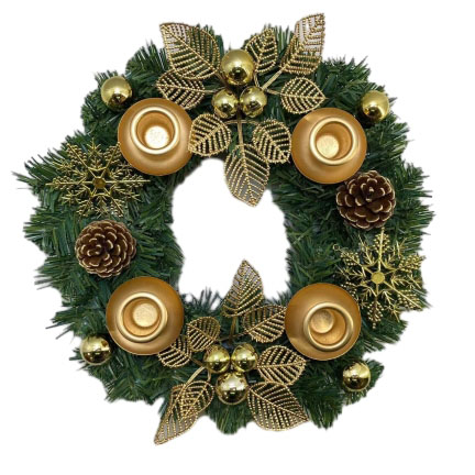 Senmasine 30 センチメートル燭台フラワーリースポインセチア松ぼっくりボールフロントドアクリスマス装飾