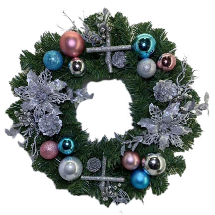 Senmasine 30 センチメートル 40 センチメートル屋外クリスマスリースグリッターポインセチアの花フロントドア吊り下げ装飾