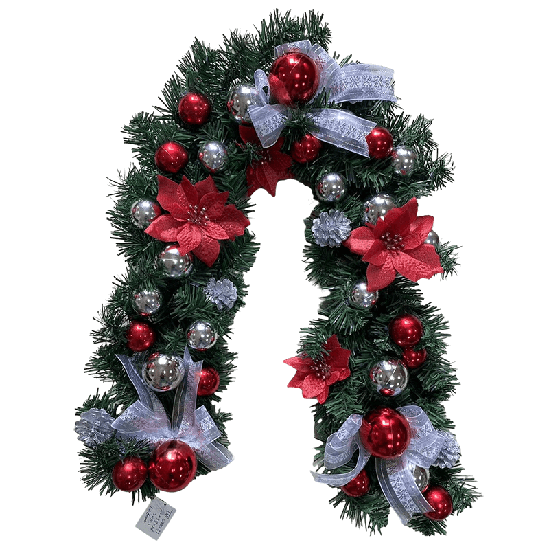 Senmasine 6ft christmas decorations garland for hanging front door decor mixed poinsettia flowers ball ornaments