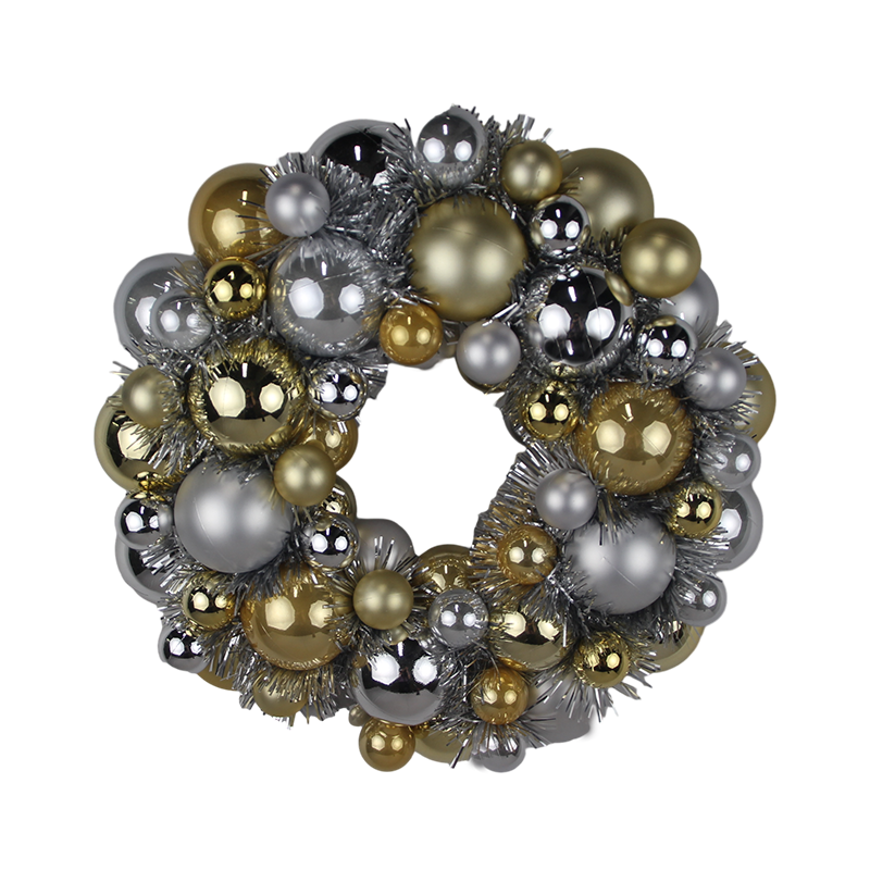 Senmasine 33 厘米球圣诞花环金银小玩意装饰品混合金属丝门挂装饰