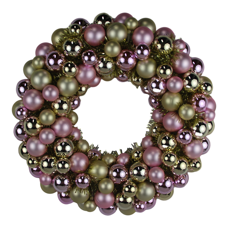 Senmasine 40 厘米装饰球花环带玫瑰金小玩意金属丝金属底座前门悬挂装饰