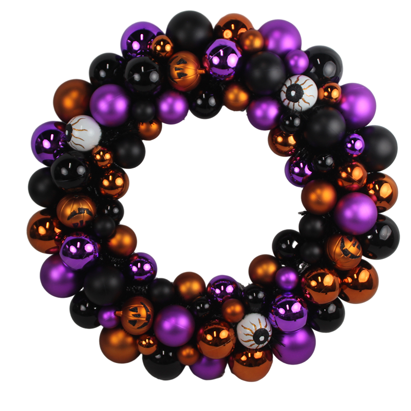 Senmasine Couronne de boules de 60 cm pour Halloween, fête, festival, vacances, décoration suspendue pour porte d'entrée