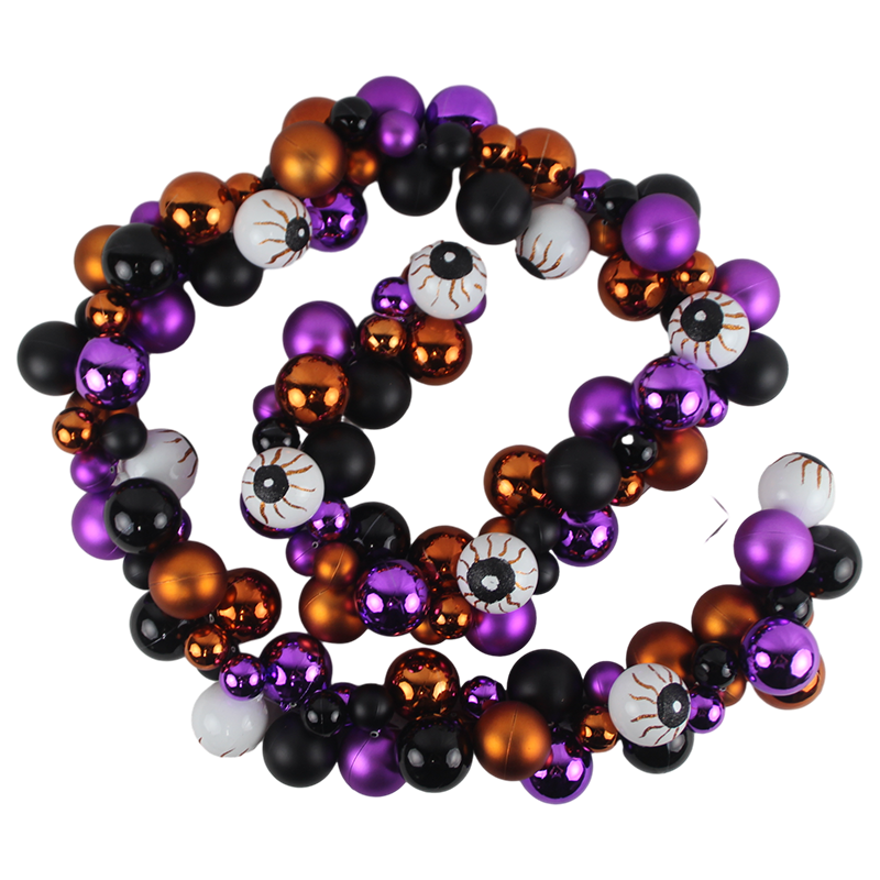 Senmasine Guirlandes de boules d'Halloween de 1,8 m avec motif œil, boules, fête, festival, décoration suspendue