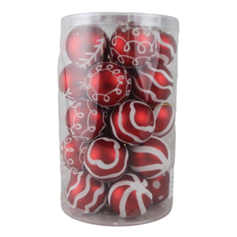 Senmasine 25 件红色圣诞球套装 60 毫米圣诞绘画装饰品派对节日悬挂装饰礼品