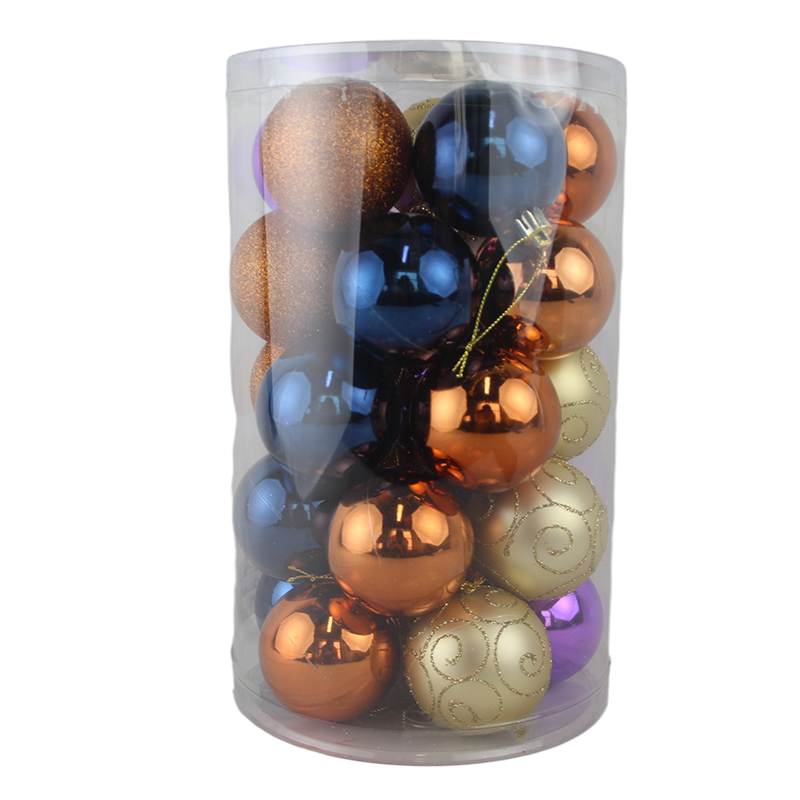 Senmasine 25 palline di Natale ornamenti pendenti in plastica 60 mm blu champagne oro decorazioni natalizie