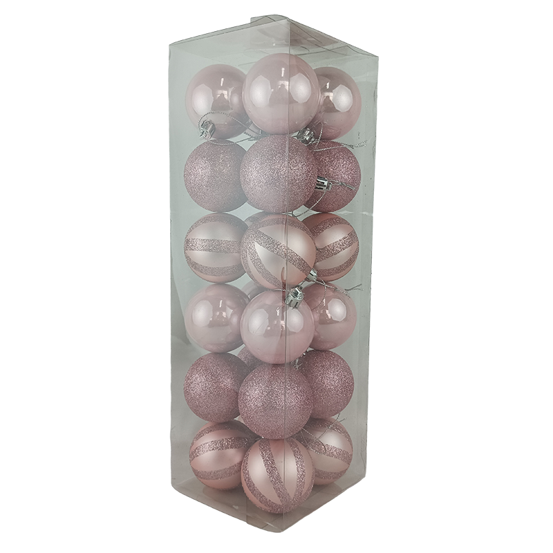Senmasine 24 件圣诞悬挂装饰球粉色 60 毫米小玩意套装节日圣诞节装饰礼品
