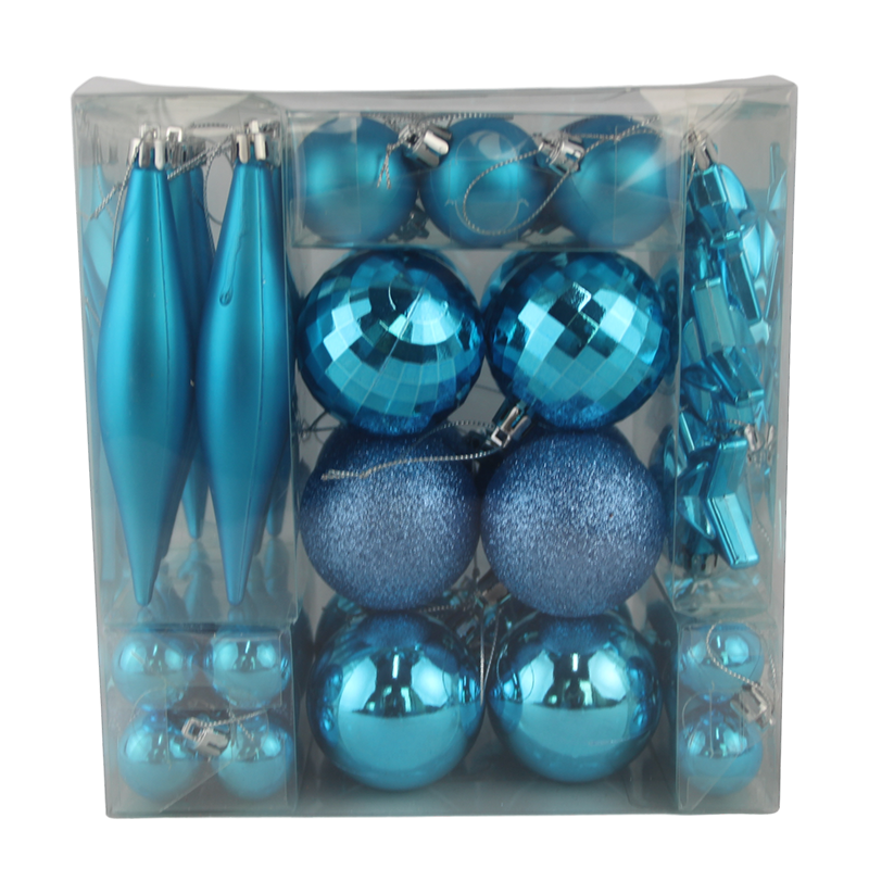 Senmasine 50 件圣诞球套装蓝色适用于圣诞树假日派对装饰悬挂小玩意