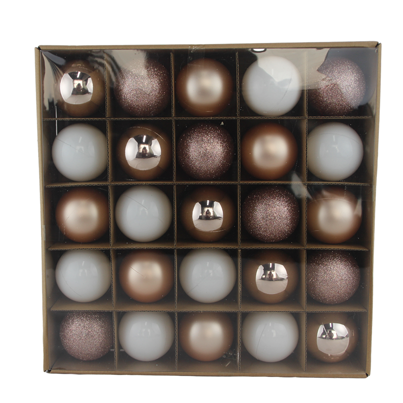 Senmasine 25 件悬挂塑料圣诞球适用于圣诞树假日派对装饰香槟白色小玩意套装