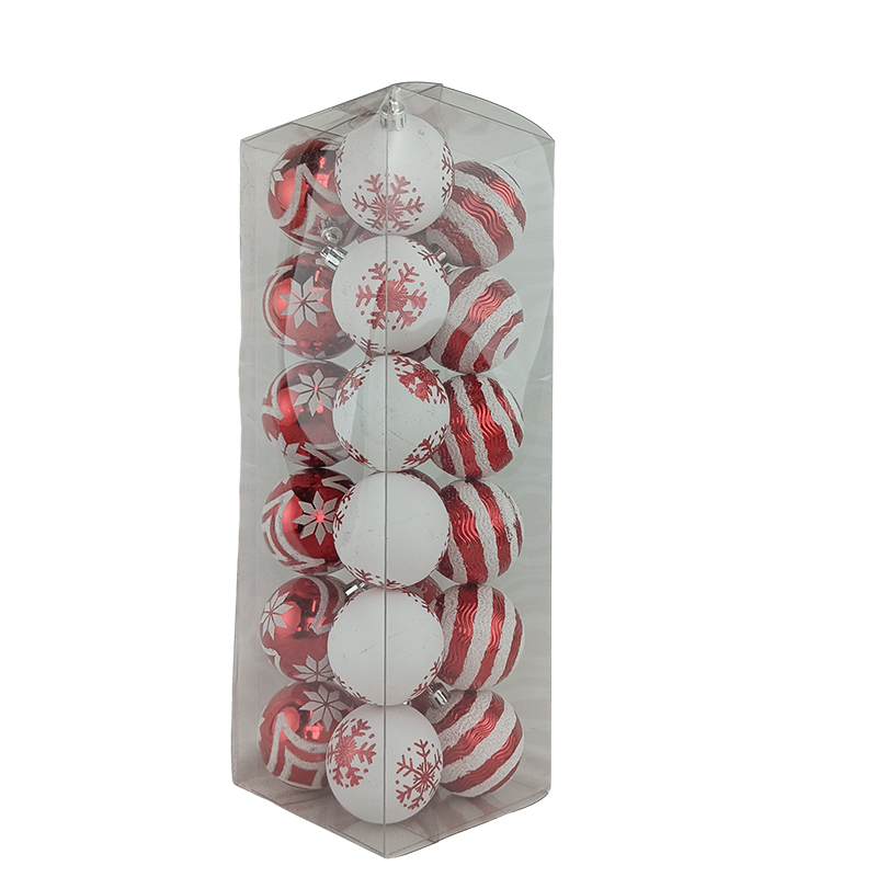 Senmasine 24 件圣诞塑料球套装用于树挂装饰装饰品白色红色小玩意套装礼品