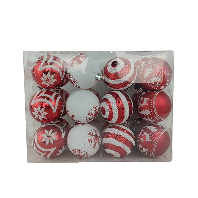 Senmasine 24 颗球圣诞节防碎红色白色小玩意套装节日派对家居悬挂装饰装饰品