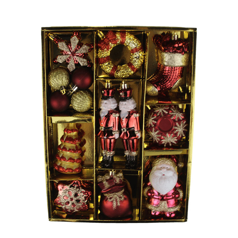 Senmasine 防碎圣诞饰品树挂圣诞装饰红金士兵雪人礼物