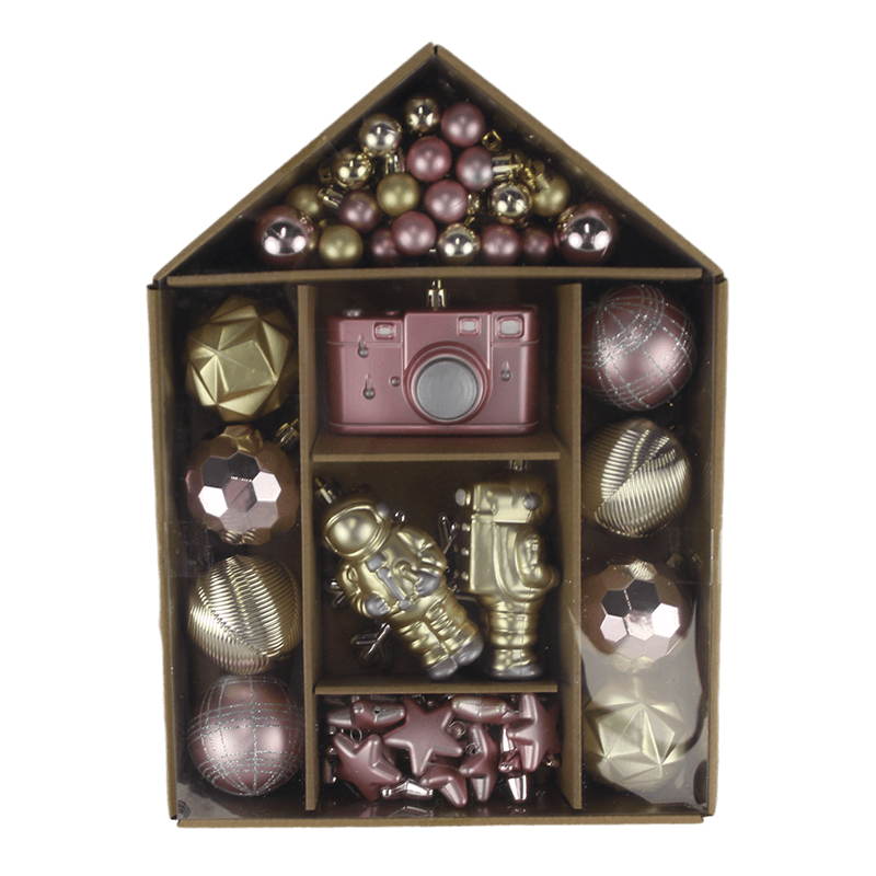 Senmasine 圣诞装饰品球套装用于树挂装饰金色粉色宇航员相机小玩意