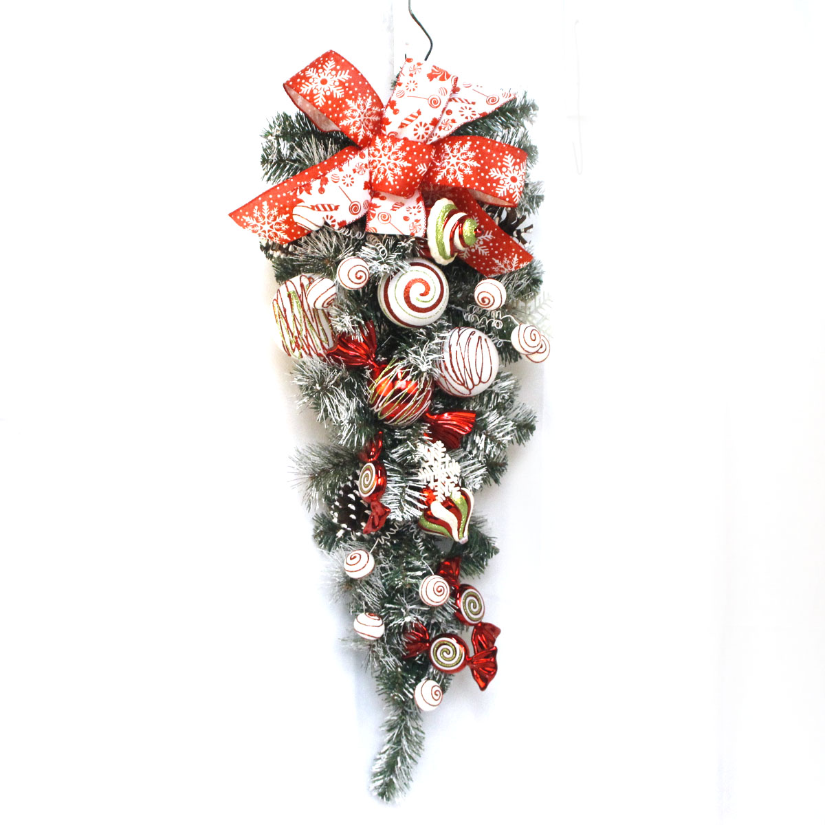 Senmasine christmas swag for front door hanging decoration mixed artificial pvc poinsettia candy balls