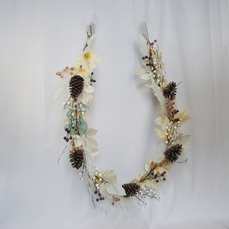 Senmasine 6ft fall harvest garlands for autumn front door hanging decoration mixed berries pinecones