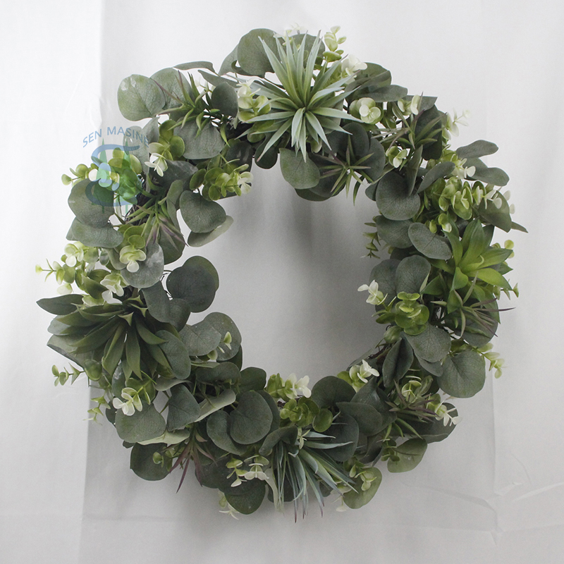 أكاليل سينماسين صناعية مقاس 24 بوصة من الأوكالبتوس للباب الأمامي معلقة لتزيين المساحات الخضراء للربيع والصيف