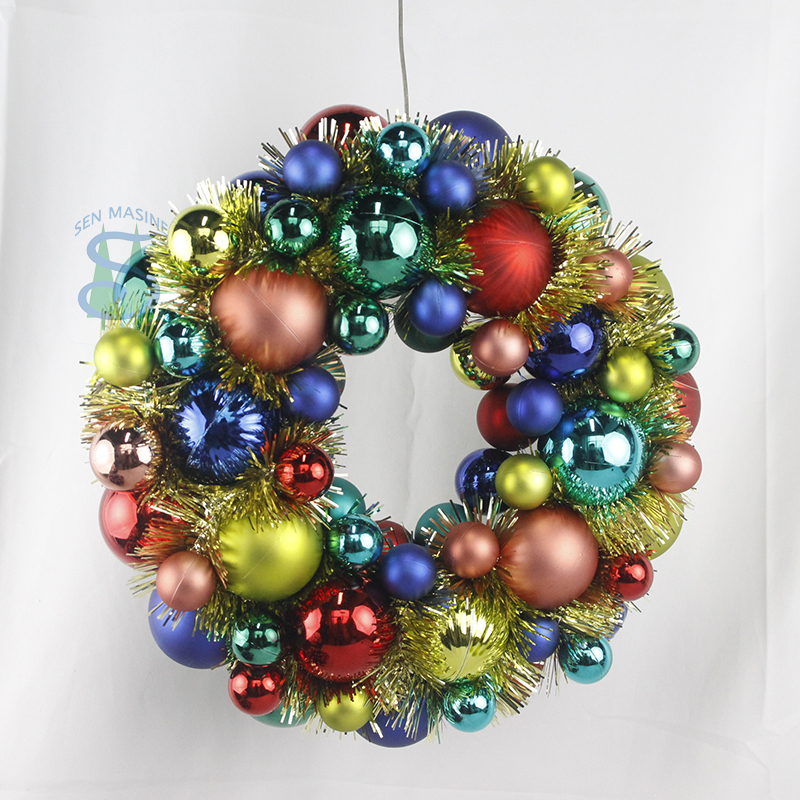 Senmasine – couronnes de boules de 33cm avec guirlandes, ornements en plastique colorés, décoration suspendue pour porte d'entrée de festival