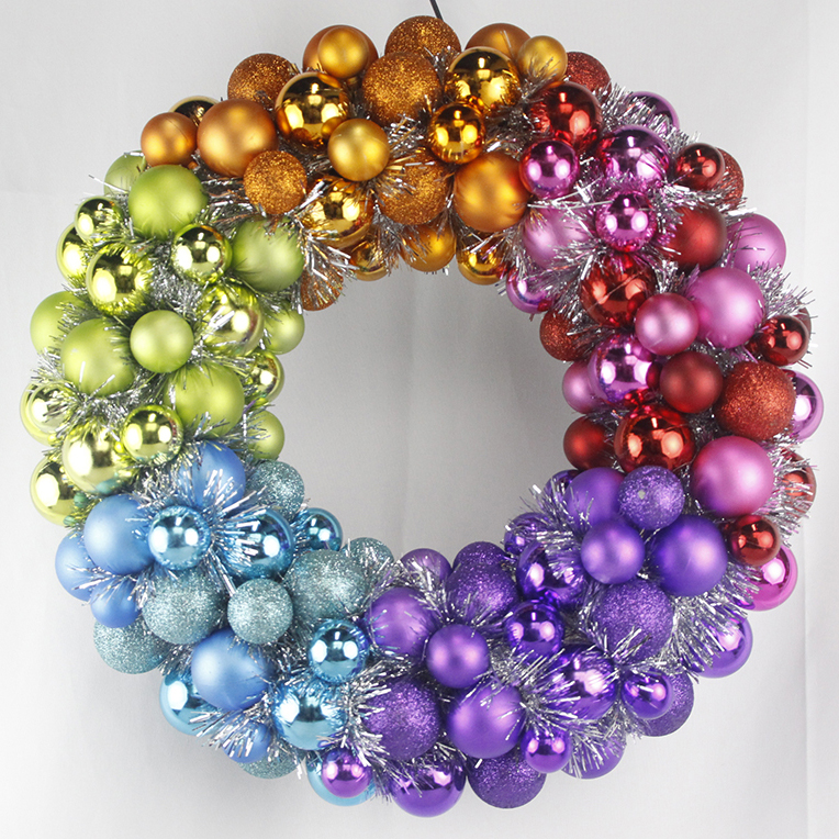 Senmasine 40 厘米小玩意球花环带金属丝彩色塑料装饰品圣诞节前门装饰