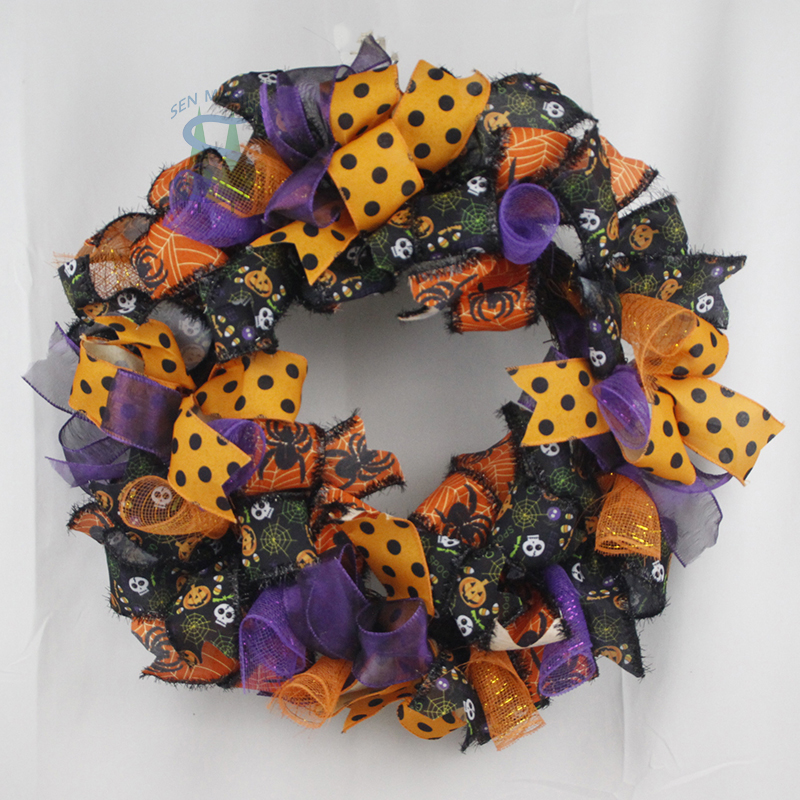 Senmasine 24 inch halloween wreath for front door party home wall festival hanging decoration