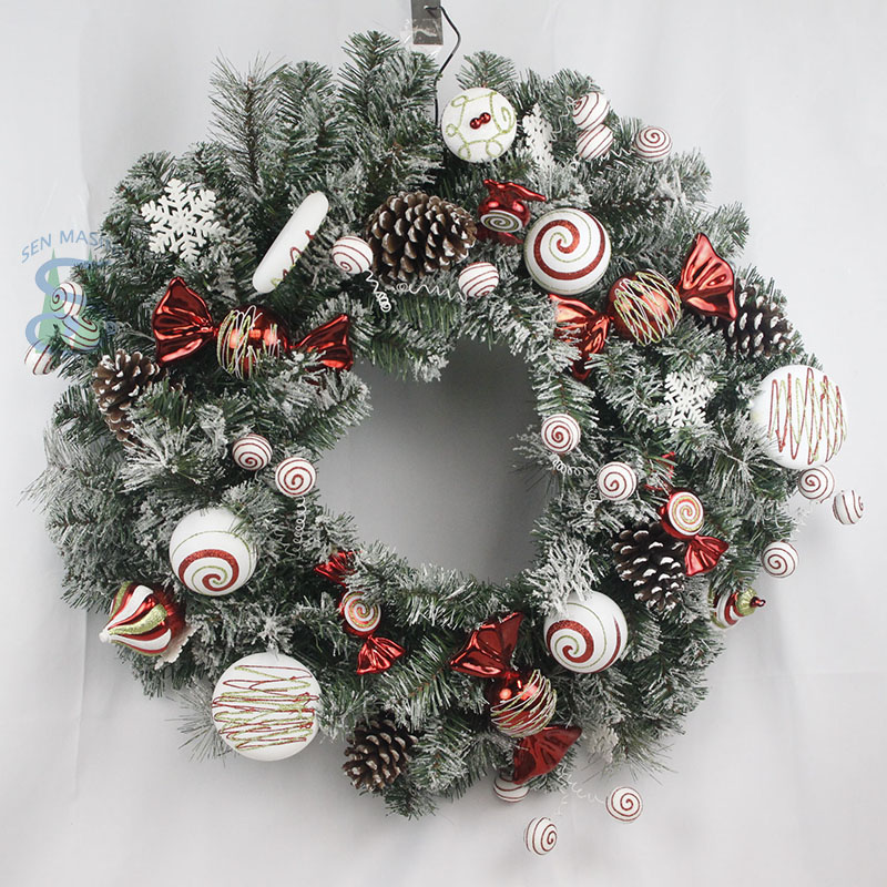 سينماسين 30 بوصة اكاليل عيد الميلاد للباب معلقة حفلة عيد الميلاد ديكور مخاريط الصنوبر المختلطة الحلوى الكرة الحلي