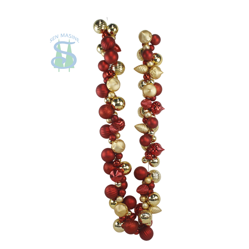 Senmasine 6ft Christmas balls garlands for wall front door hanging decor red gold baubles mixed special ornaments