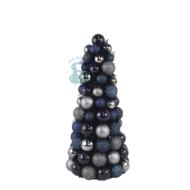 Senmasine 40 厘米小玩意球锥树室内桌面派对圣诞装饰蓝灰色装饰品