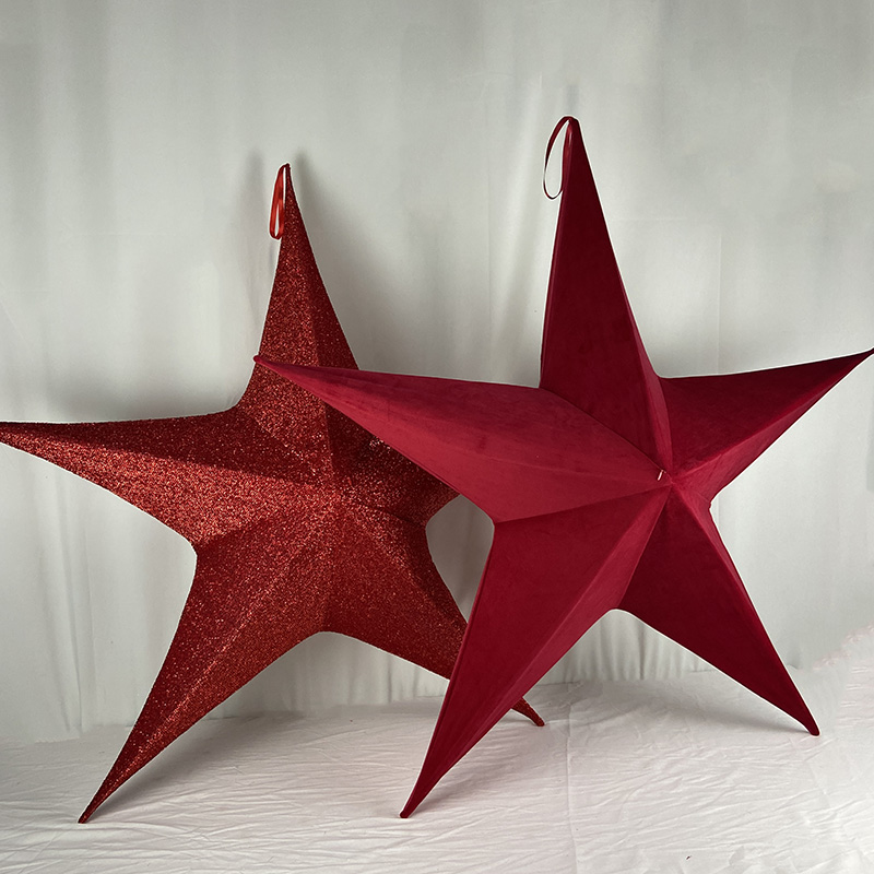 Múltiplas cores Giant Velvet Star dobrável para a parede de Natal da parede de Natal Hanging Decoration Large Shining Star