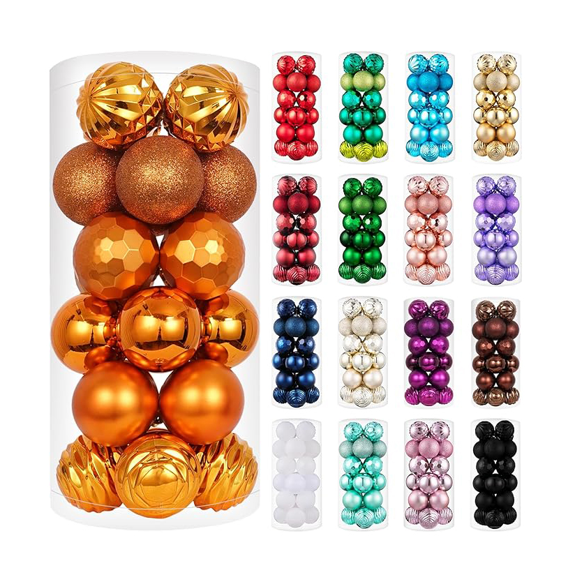 24CT Orange Christmas Ball لسقوط عيد الشكر ديكور العطلات 2.36 