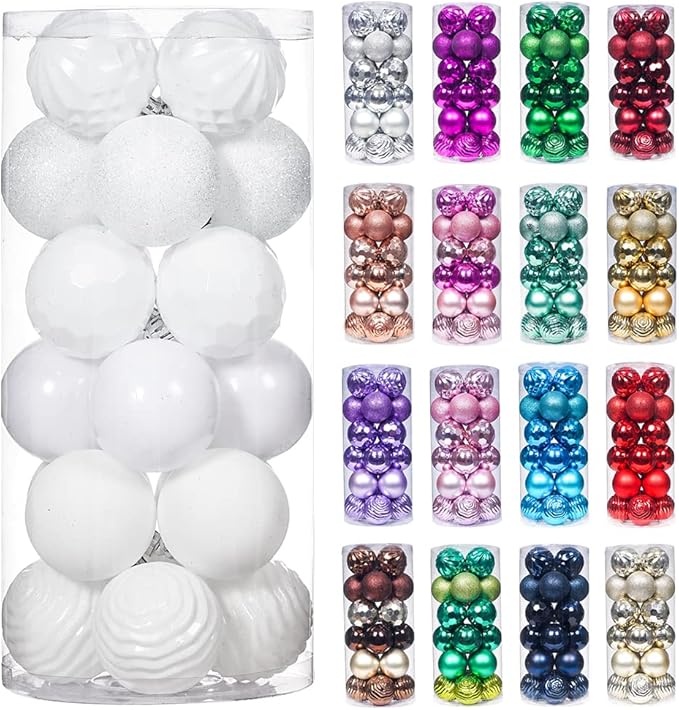 24ct الحلي الشرير شجرة عيد الميلاد معلقة كرات عيد الميلاد البيضاء لزخارف الهالوين العطلة ديكور عيد الميلاد 2.36 