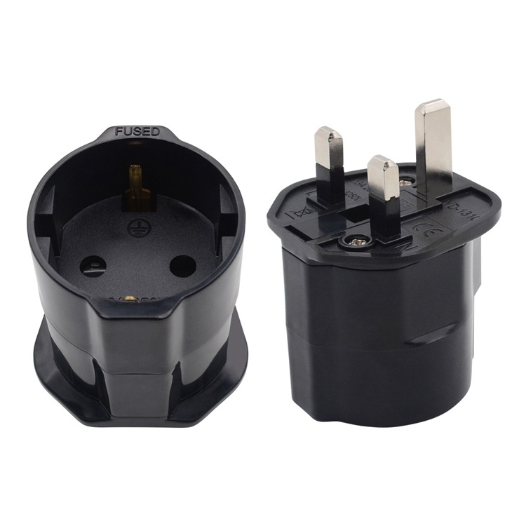 China European German to British adapter British Standard Plug Converter Indonesia to British Conversion Plug 13A Black manufacturer