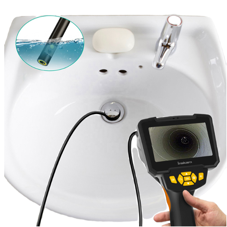 HD Dual Lens Endoscope Camera with IPS Display for Pipe Sewer Inspection