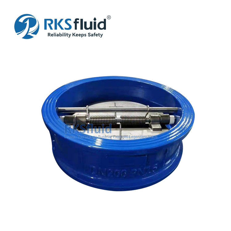 Cast Iron Dual Plate Non Return Check Valve PN16 8 Inch Wafer Type for Water Pipeline