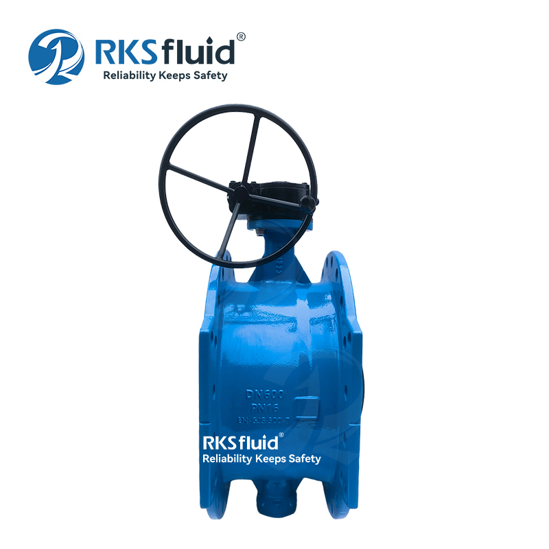 Válvula de mariposa con bridas de doble compensación DN600 PN10 con engranaje helicoidal manual para suministro de agua