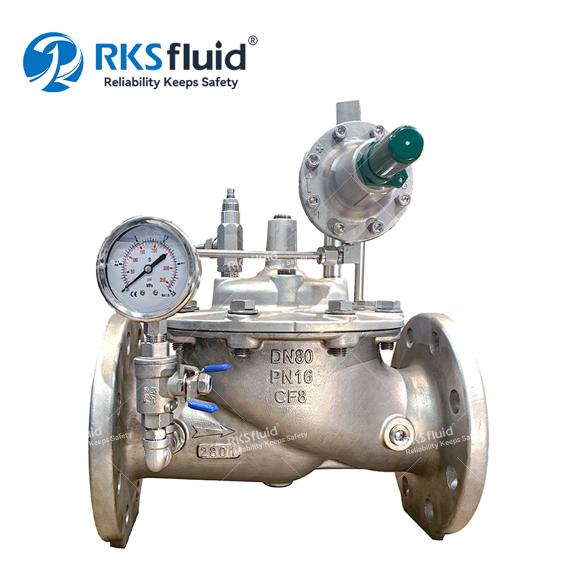 K200-Regelventil aus duktilem Eisen, EN1092-2, kundenspezifisches SS304 SS316-Flansch-Druckminderventil für Wasser