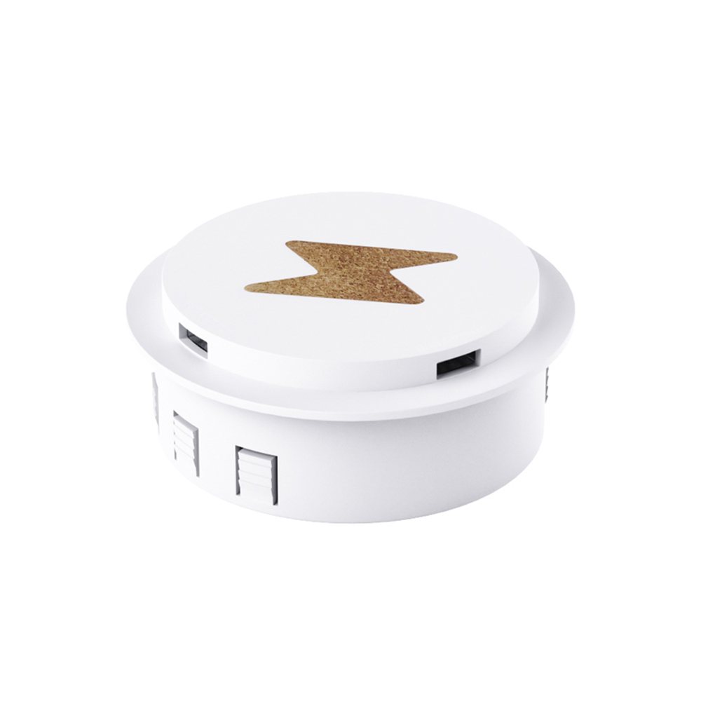 Innovador cargador inalámbrico integrado para muebles con diseño retráctil emergente y dos puertos de carga USB para uso en escritorio de oficina (MH-D27)