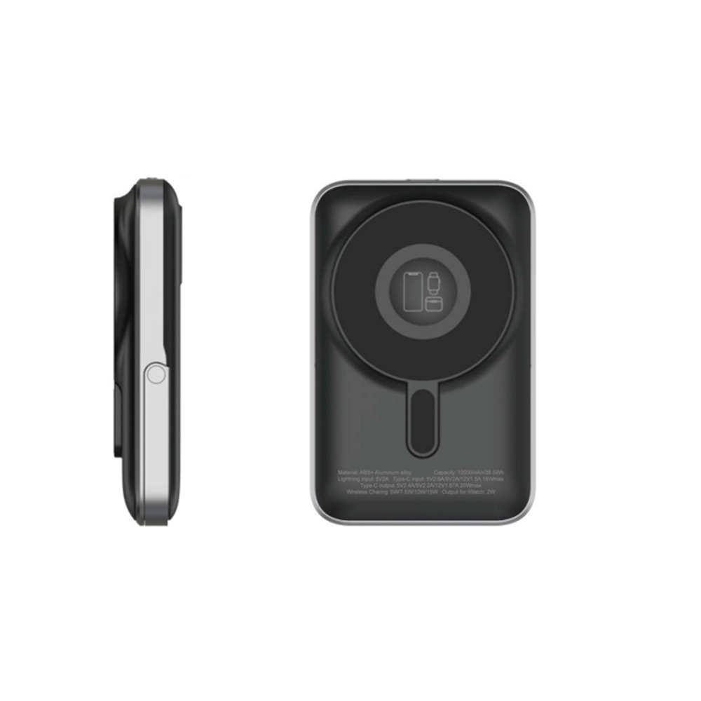 3 σε 1 10000 mAh Magnetic MagSafe Wireless Charging Power Bank με αναδιπλούμενη μεταλλική βάση στήριξης τηλεφώνου για iPhone iWatch Earbuds (MH-P70)