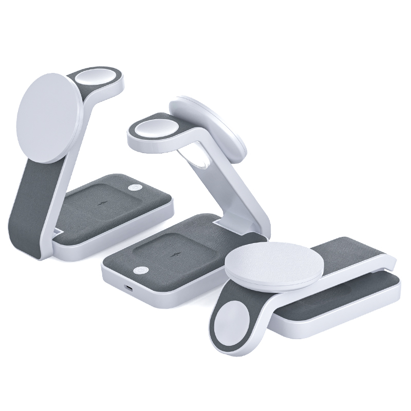 Musthong Factory Price Compact Foldable Magnetic Wireless Charger Stand With Touch Night Light For iPhone Apple Watch And AirPods (MH-Q495)