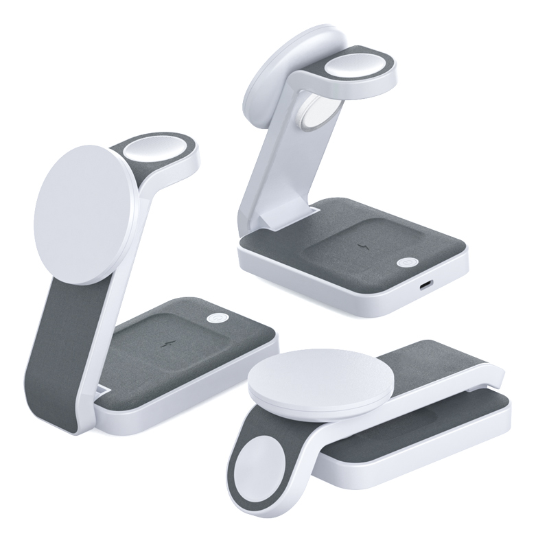 Musthong Factory Price Compact Foldable Magnetic Wireless Charger Stand With Touch Night Light For iPhone Apple Watch And AirPods (MH-Q495)