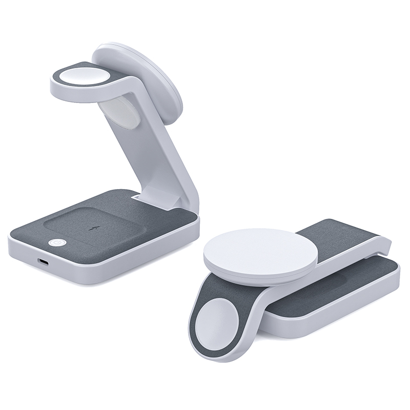 Musthong Factory Price Compact Foldable Magnetic Wireless Charger Stand With Touch Night Light For iPhone Apple Watch And AirPods (MH-Q495)