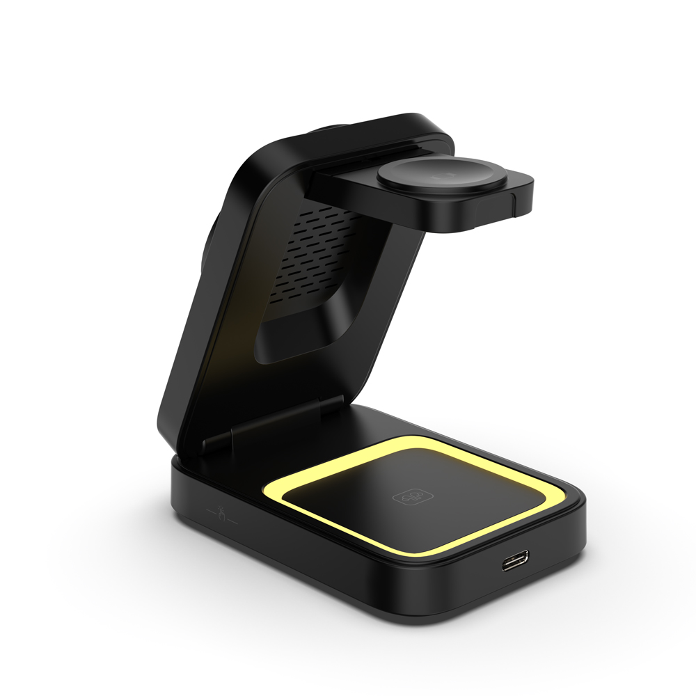 OEM ODM anpassbare faltbare magnetische kabellose Ladestation mit einstellbarem Touch-Nachtlicht für iWatch-Ohrhörer und iPhone (MH-Q530)