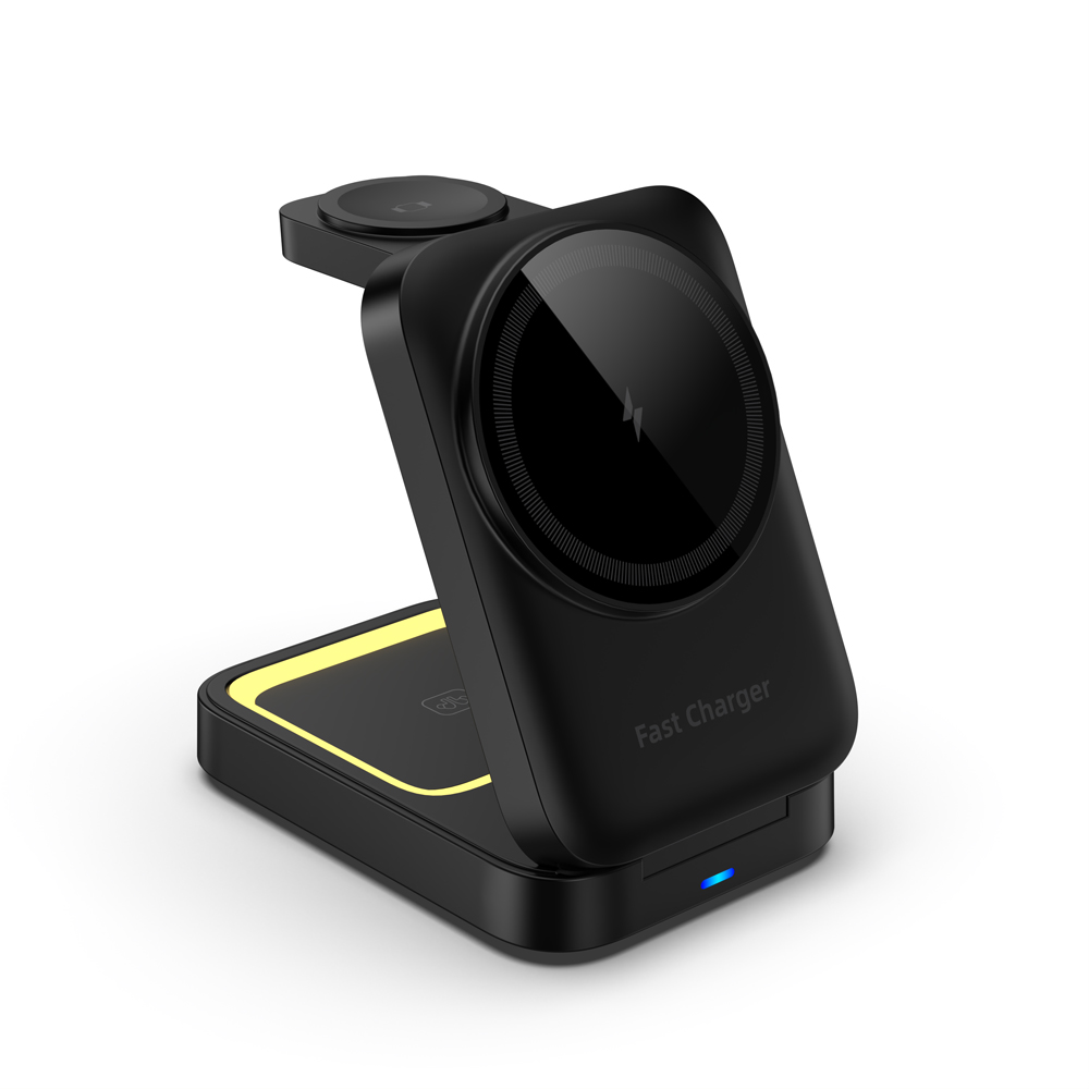 OEM ODM anpassbare faltbare magnetische kabellose Ladestation mit einstellbarem Touch-Nachtlicht für iWatch-Ohrhörer und iPhone (MH-Q530)