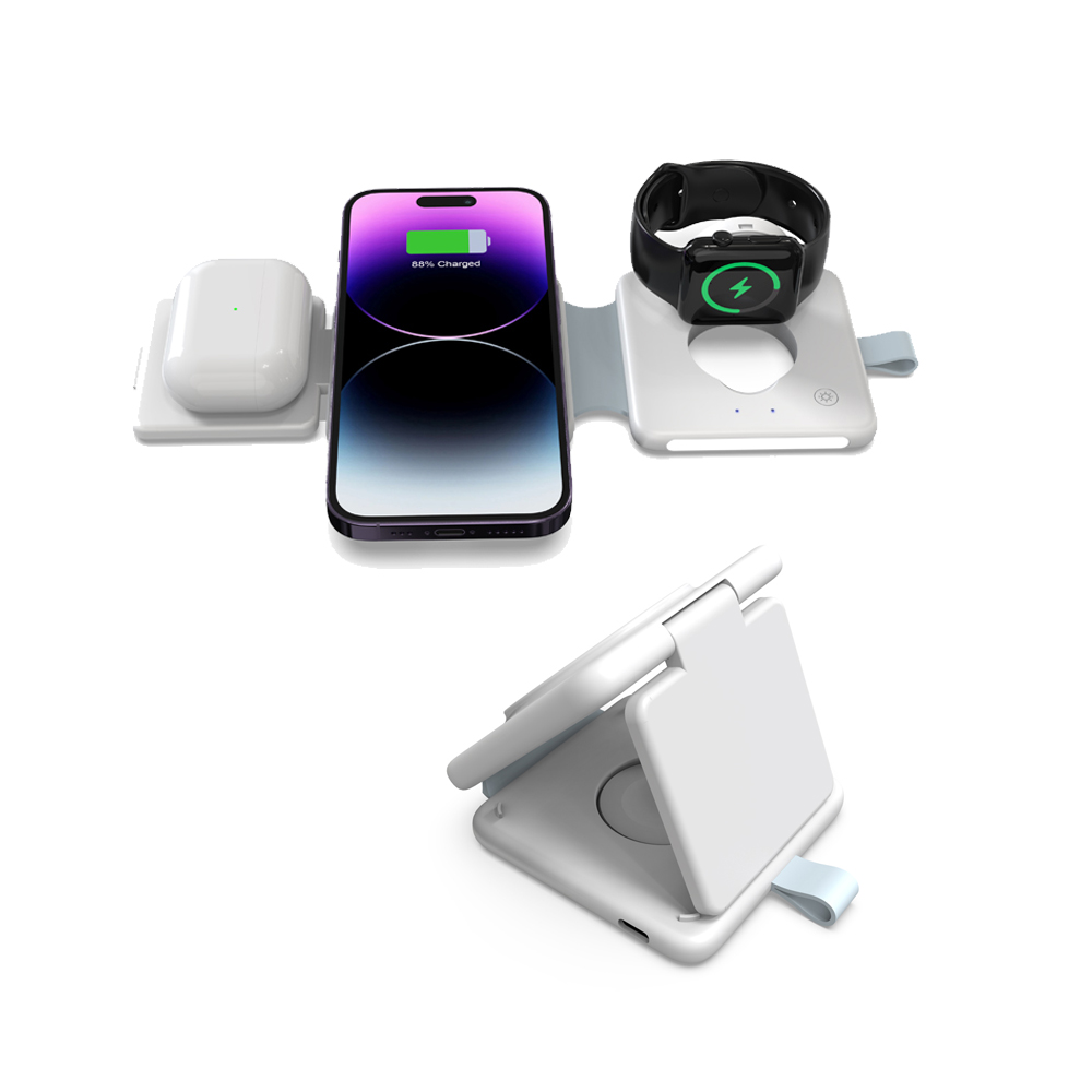 低价紧凑型可折叠 15W 磁性无线充电器，带 Apple Watch 床头柜模式和 LED 充电指示灯夜灯 (MH-Q590)