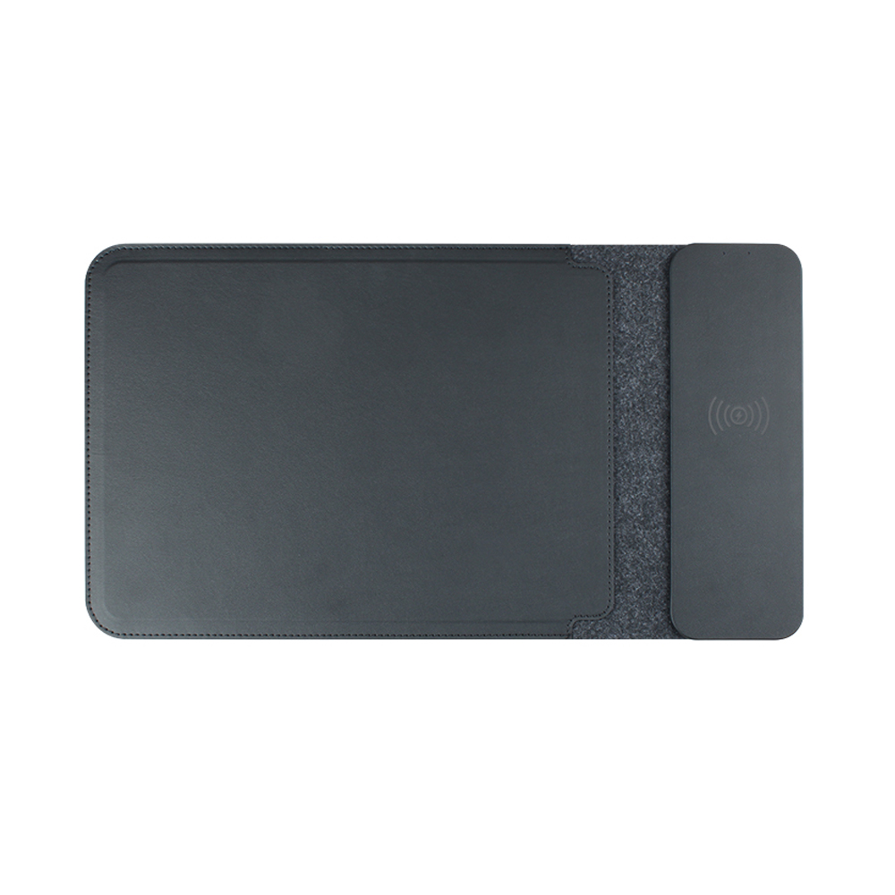OEM ODM Portable 3 In 1 Luxury Textured Leather Wireless Charger Mouse Pad and Laptop Bag Storage Sleeve for iPads (MH-D89)